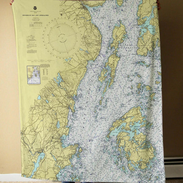 Nautical Chart Blankets, Maine Coastal Maps