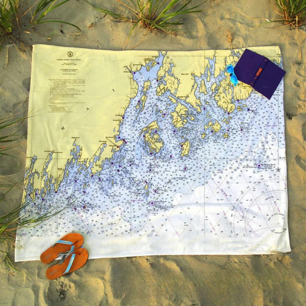 Nautical Chart Blankets, Maine Coastal Maps