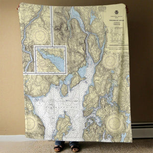 Nautical Chart Blankets, Maine Coastal Maps