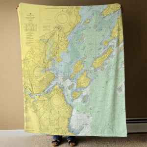 Nautical Chart Blankets, Maine Coastal Maps
