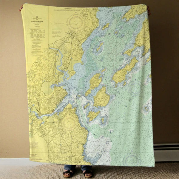 Nautical Chart Blankets, Maine Coastal Maps