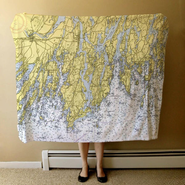 Nautical Chart Blankets, Maine Coastal Maps