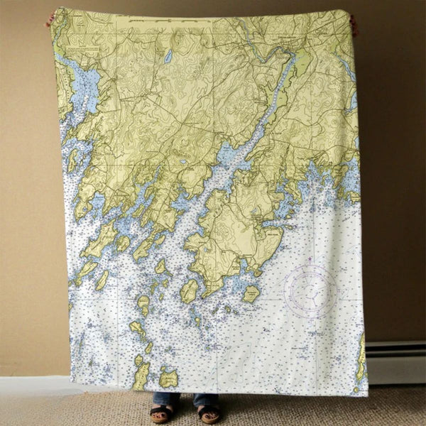 Nautical Chart Blankets, Maine Coastal Maps
