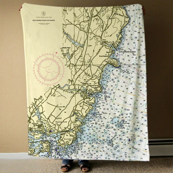 Nautical Chart Blankets, Maine Coastal Maps