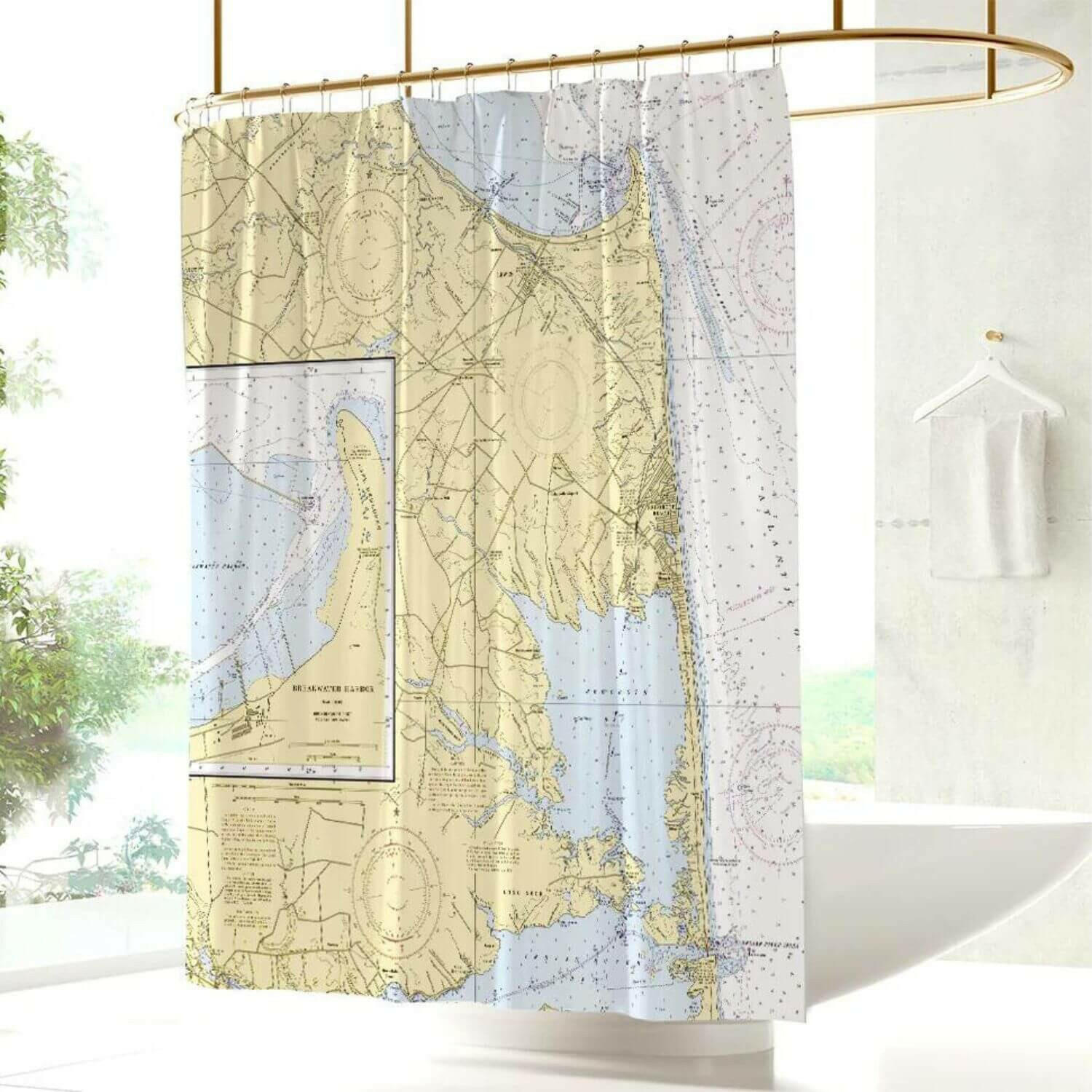 Nautical Chart Curtains, Locations in Delaware New England Trading Co