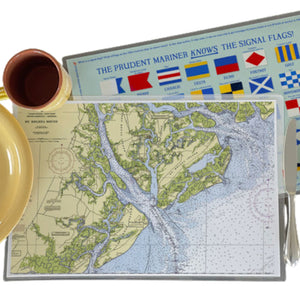 Nautical Chart Placemats, South Carolina Coastal Maps, Set of 4