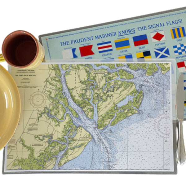 Nautical Chart Placemats, South Carolina Coastal Maps, Set of 4