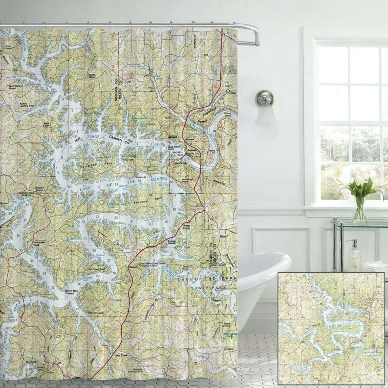 Nautical Chart Shower Curtains, Missouri Coastal Maps