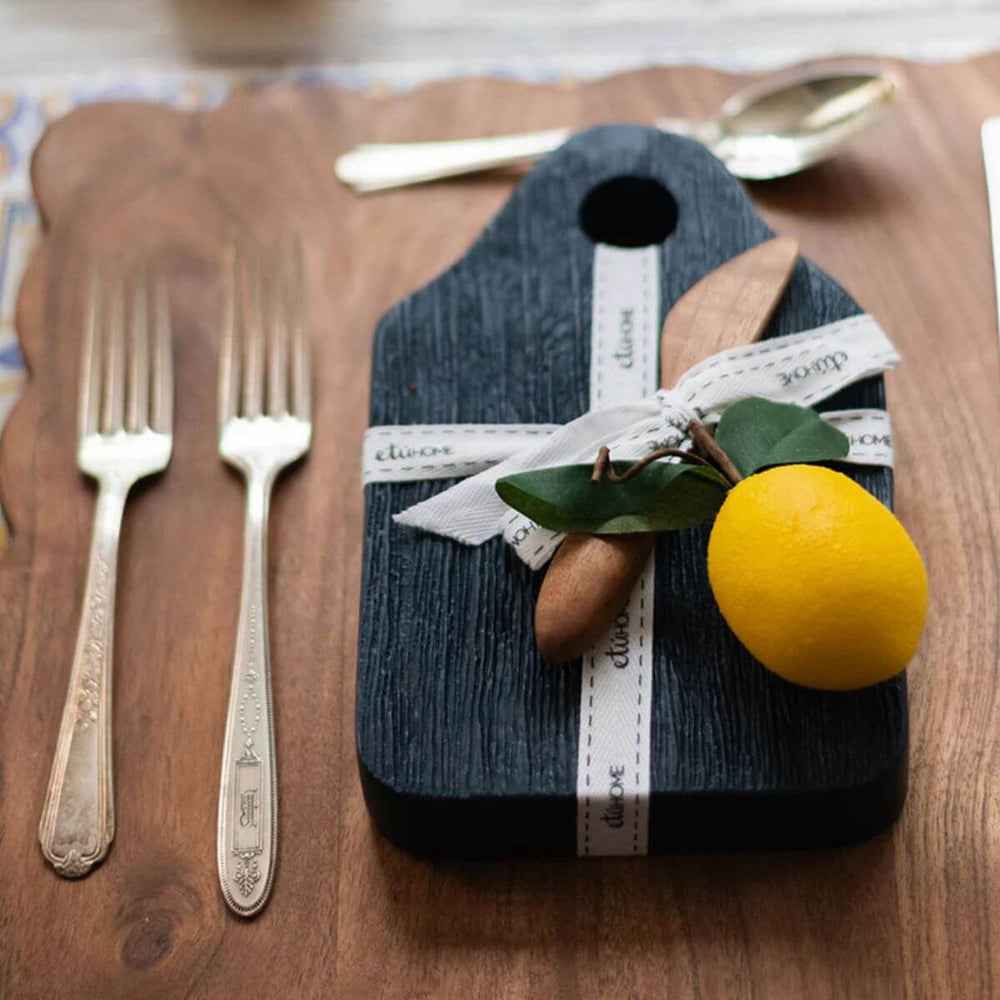Small coastal navy blue cheese board with matching spreader, ideal for cheese, charcuterie, and hors d’oeuvre, coastal charcuterie set, 8" x 5"