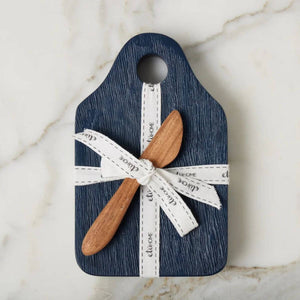 Dutch-inspired Navy Blue Dutch Cheese Board with Spreader Set, 8" x 5" Coastal Charcuterie Board