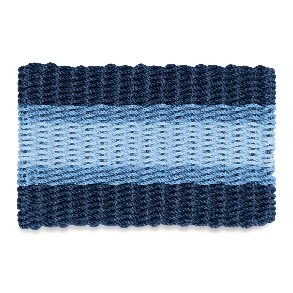 Dark Navy Hydrangea Saltwater Lobster Rope™ Doormat Handwoven in Maine, Wicked Good Doormats, All-Weather Rope Outdoor Mats