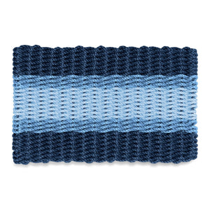 Dark Navy Hydrangea Saltwater Lobster Rope™ Doormat Handwoven in Maine, Wicked Good Doormats, All-Weather Rope Outdoor Mats