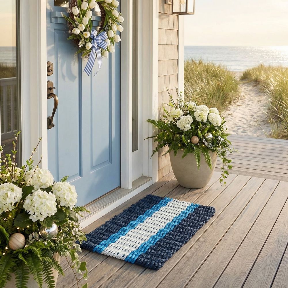 Navy Blue Lobster Rope Doormat | Outdoor Welcome Mats | New