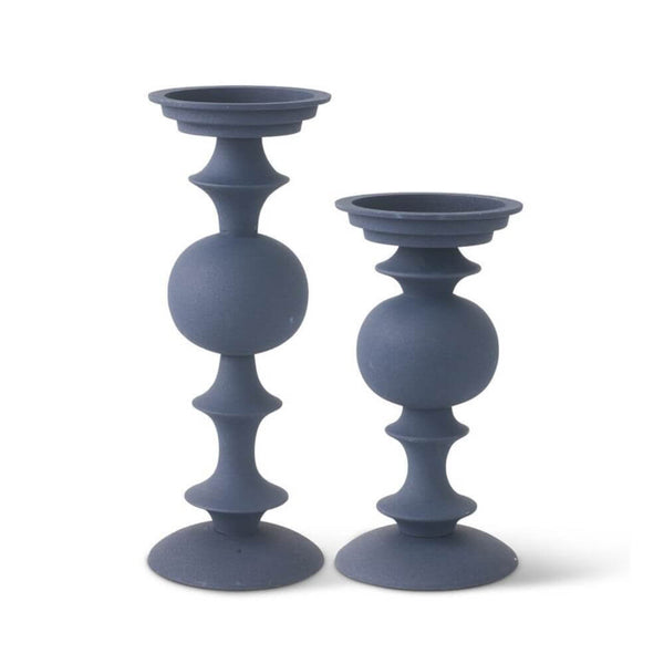 Navy Blue Matte Metal Candleholders