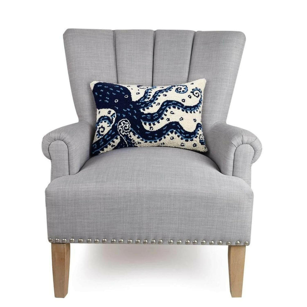 Navy Octopus Hook Pillow, 18 x 12