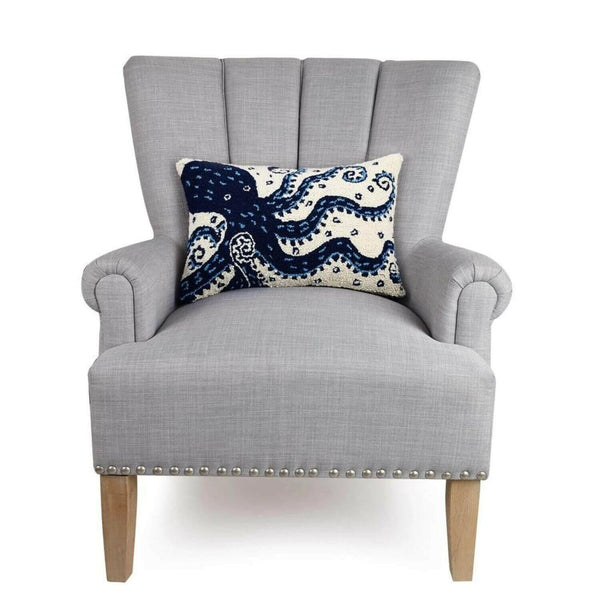 Navy Octopus Hook Pillow, 18 x 12