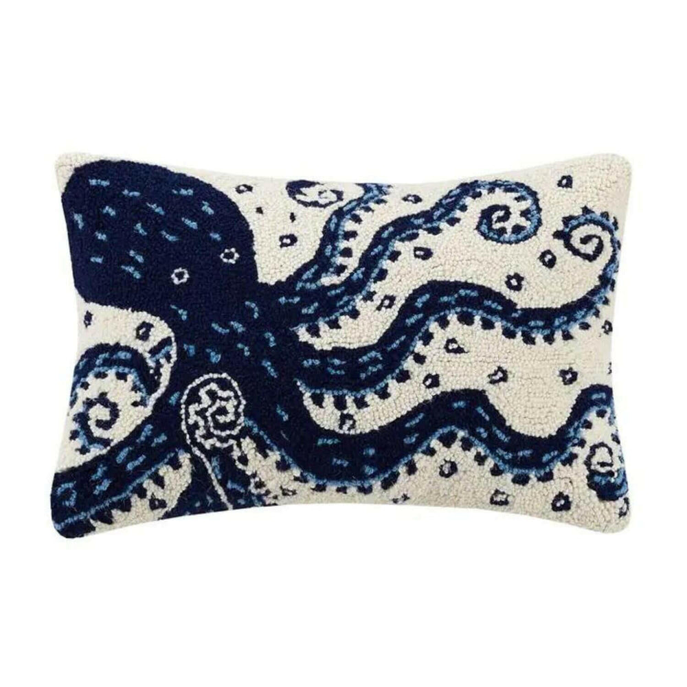 Navy Octopus Hook Pillow, 18 x 12