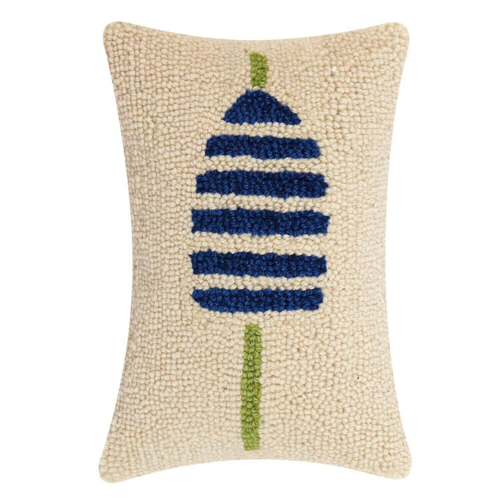 Coastal Throws & Pillows, Buoy Hook Accent Pillow, Navy Stripe, 8" x 12"
