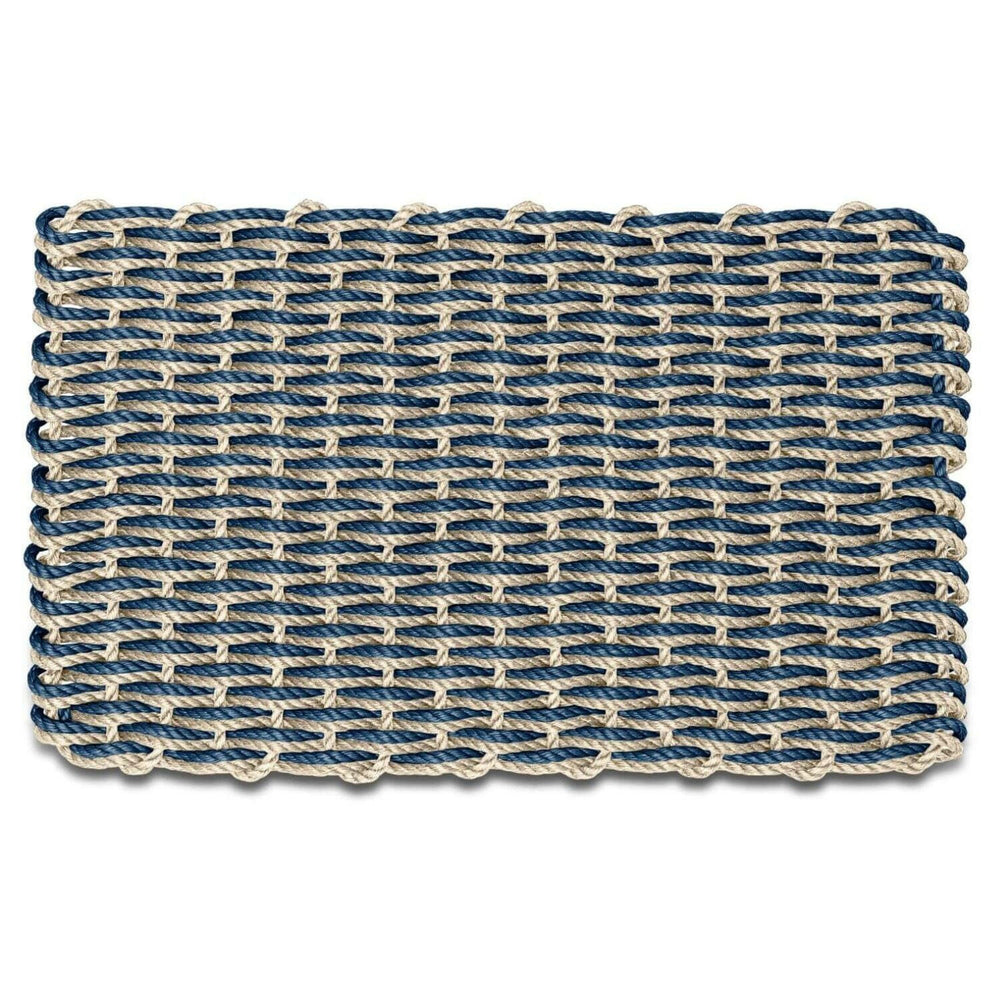 Lobster Rope Doormats, Outdoor Door Mats, Wicked Good Door Mats Made in Maine, Navy & Light Tan Double Weave