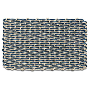 Lobster Rope Doormats, Outdoor Door Mats, Wicked Good Door Mats Made in Maine, Navy & Light Tan Double Weave