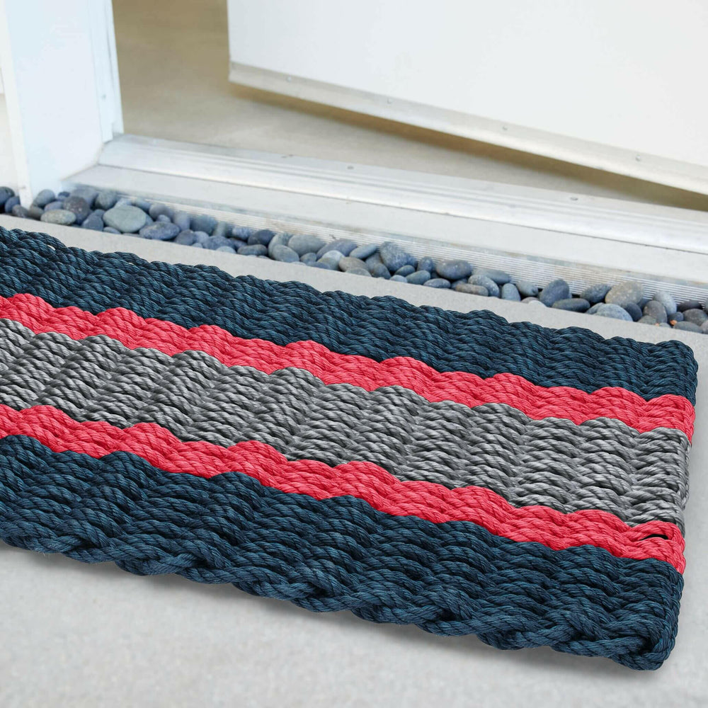 Lobster Rope Doormats, Outdoor Door Mats, Wicked Good Door Mats Made in Maine, Navy, Red, Silver