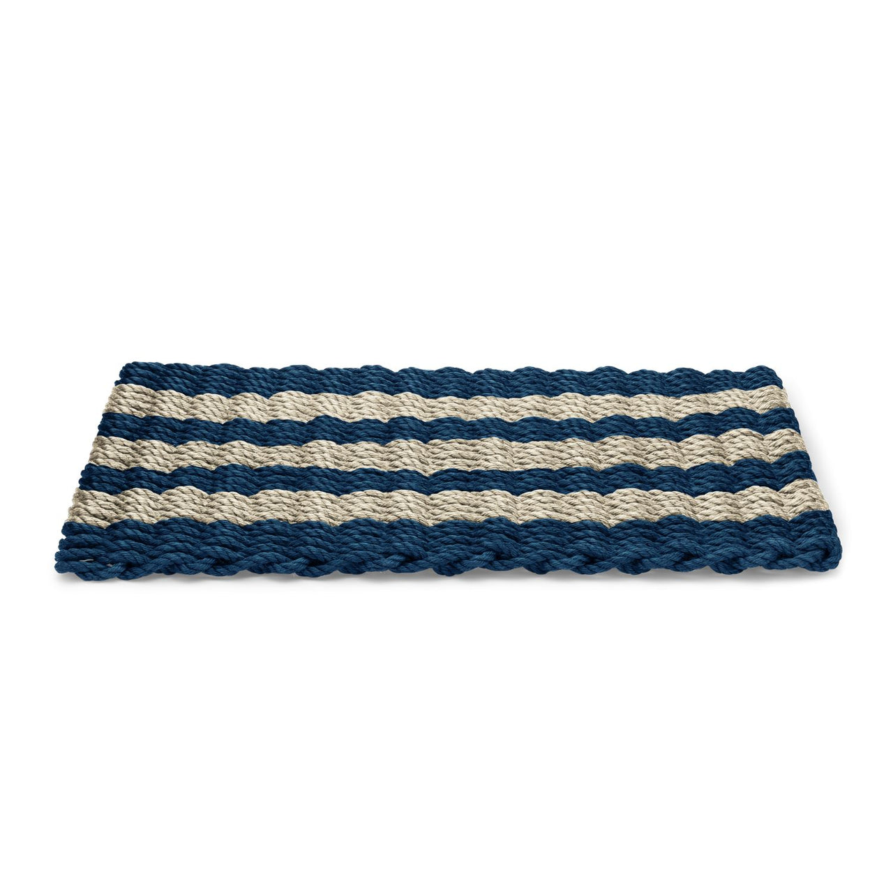 Navy & Light Tan Cabana Stripes Lobster Rope™ Doormat, Wicked Good Doormats