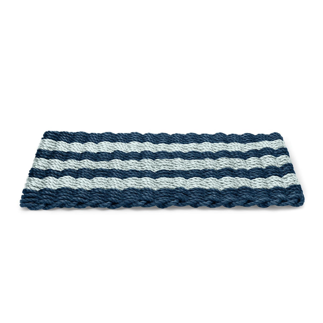 Navy & Seafoam Cabana Stripes Lobster Rope™ Doormat, Wicked Good Doormats