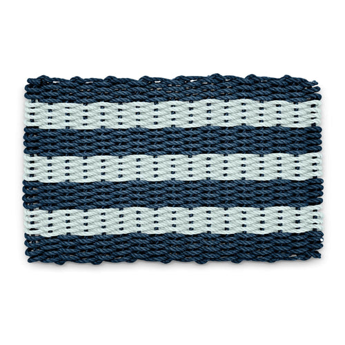 Lobster Rope Doormats, Outside Doormat for Front Door in Navy & Seafoam Cabana Stripes, Wicked Good Doormats
