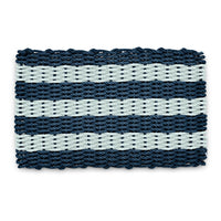Thumbnail for Lobster Rope Doormats, Outside Doormat for Front Door in Navy & Seafoam Cabana Stripes, Wicked Good Doormats