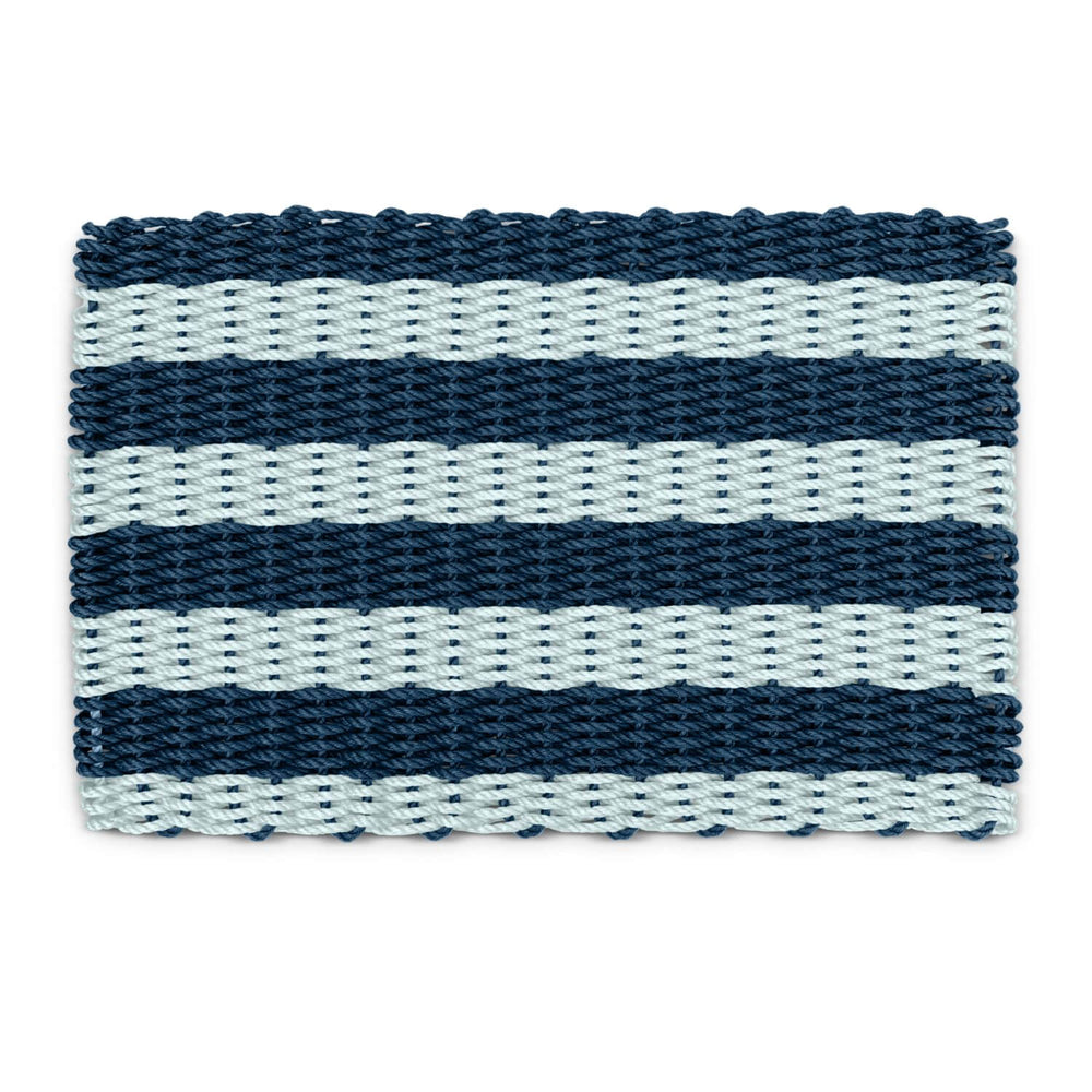 Lobster Rope Doormats, Outside Doormat for Front Door in Navy & Seafoam Cabana Stripes, Wicked Good Doormats