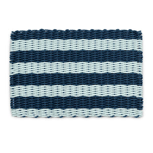 Lobster Rope Doormats, Welcome Mat Outdoor in Navy & Seafoam Cabana Stripes, Top Rated Doormats