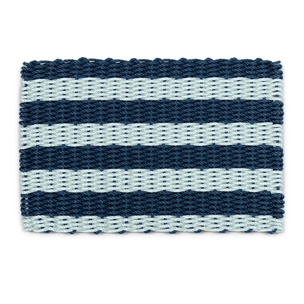 Lobster Rope Doormats, Welcome Mat Outdoor in Navy & Seafoam Cabana Stripes, Top Rated Doormats