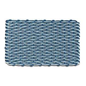 Wicked Good Lobster Rope Doormats, All-Weather Outdoor Mats Made in Maine, Navy & Seafoam Double Weave
