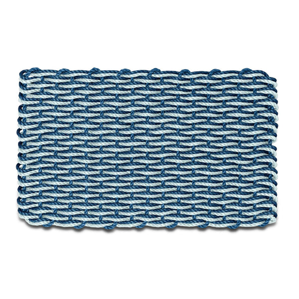 Wicked Good Lobster Rope Doormats, All-Weather Outdoor Mats Made in Maine, Navy & Seafoam Double Weave