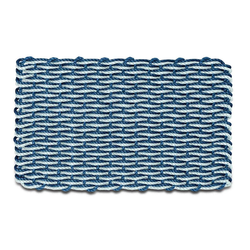 Wicked Good Lobster Rope Doormats, All-Weather Outdoor Mats Made in Maine, Navy & Seafoam Double Weave