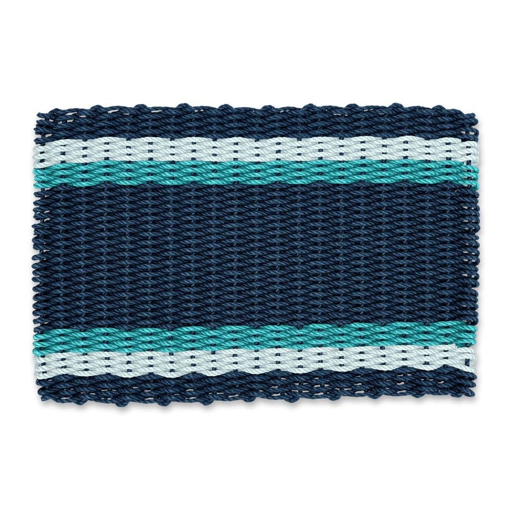 Top Rated Doormats, Lobster Rope Doormats in Navy, Seafoam, Teal Tailored Stripes, Wicked Good Doormats