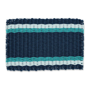 Top Rated Doormats, Lobster Rope Doormats in Navy, Seafoam, Teal Tailored Stripes, Wicked Good Doormats