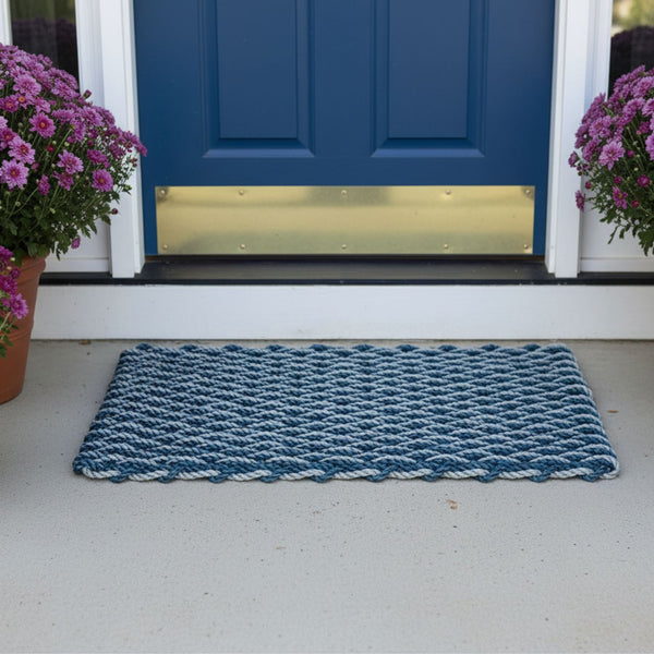 Navy & Silver Double Weave, Wicked Good Lobster Rope™ Doormat
