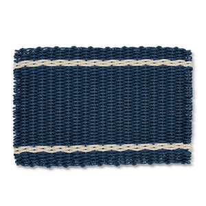 Navy with Light Tan Tailored Stripes Lobster Rope Doormat, Outdoor Doormats Woven in Maine