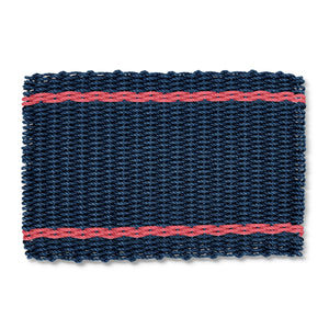 Navy with Nantucket Red Tailored Stripes Lobster Rope Doormat, Outdoor Doormats Woven in Maine