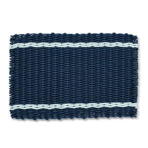 Navy with Seafoam Tailored Stripes Lobster Rope Doormat, Outdoor Doormats Woven in Maine