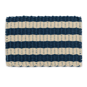 Outside Door Mats, Lobster Rope Doormats in Navy & Light Tan Cabana Stripes, Front Door Mats Outdoor