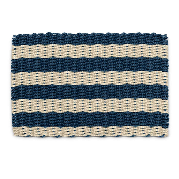 Outside Door Mats, Lobster Rope Doormats in Navy & Light Tan Cabana Stripes, Front Door Mats Outdoor