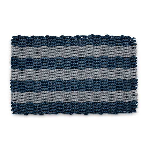 Front Door Mats Outdoor, Lobster Rope Doormats in Navy & Silver Cabana Stripes Welcome Mat Outdoor