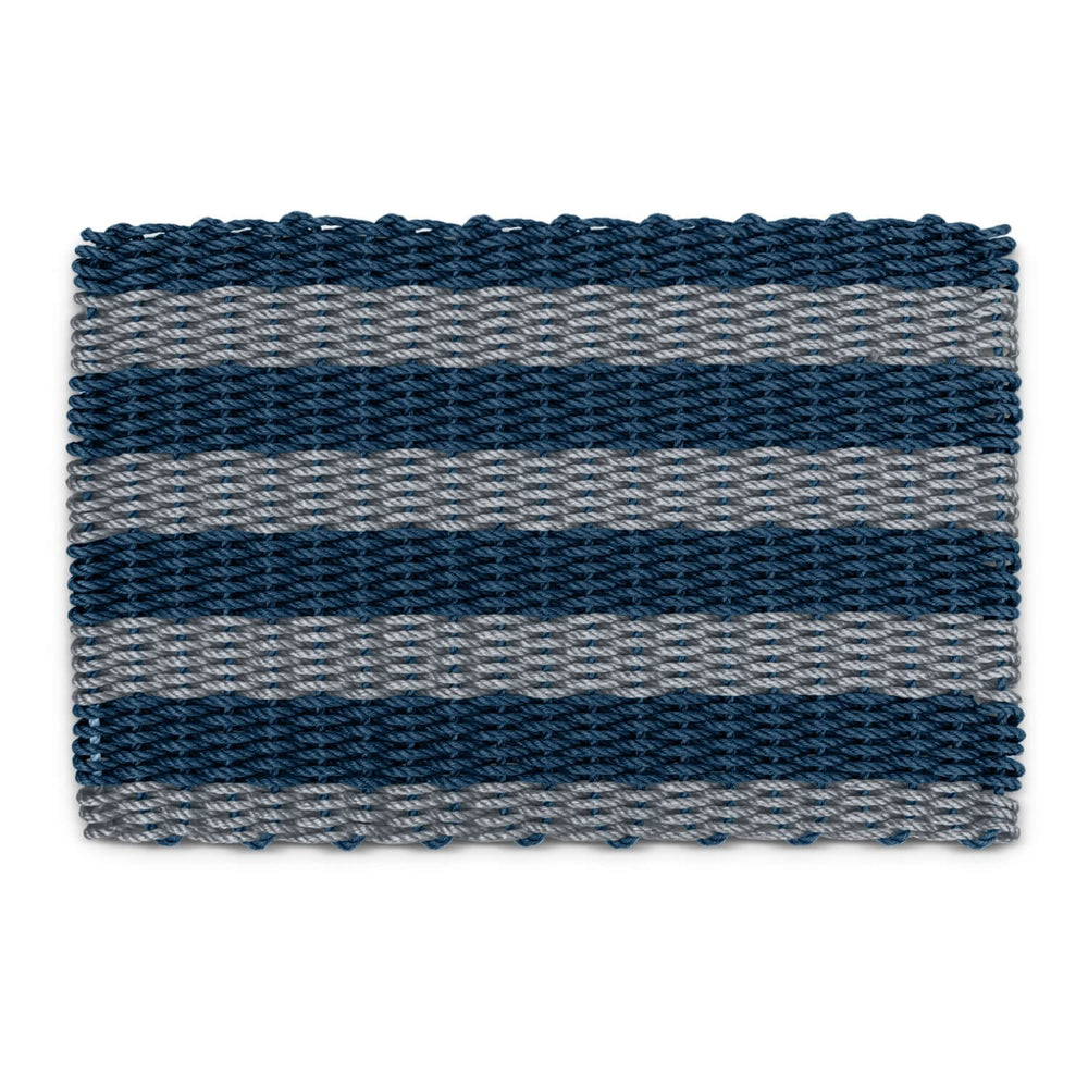 Front Door Mats Outdoor, Lobster Rope Doormats in Navy & Silver Cabana Stripes Welcome Mat Outdoor