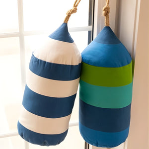 Navy and White Striped Buoy Accent Pillow, 18" x 12"