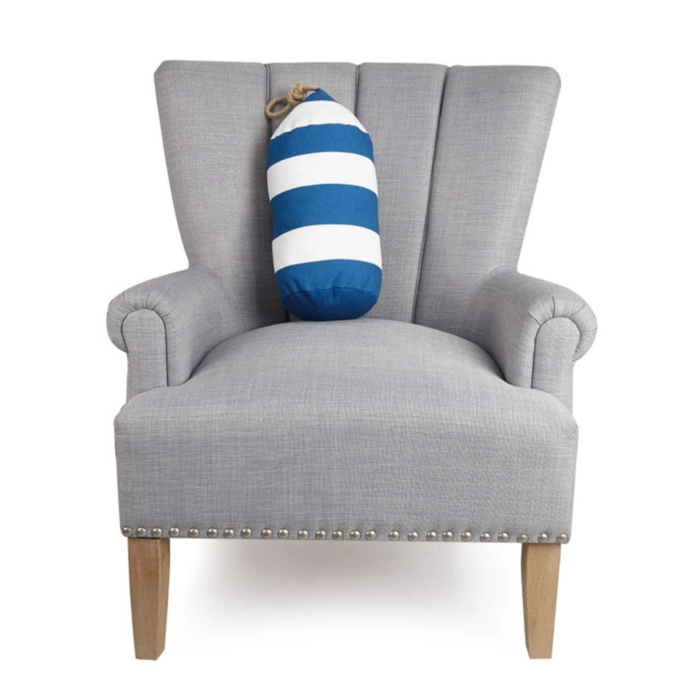 Navy and White Striped Buoy Accent Pillow, 18" x 12"