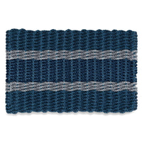 Thumbnail for Lobster Rope Doormats, Outdoor Door Mats, Wicked Good Door Mats Made in Maine, Navy with 2 Silver Stripes