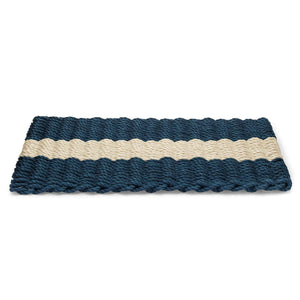 Lobster Rope Doormats, Outdoor Door Mats, Wicked Good Door Mats Made in Maine, Navy with Light Tan Stripe