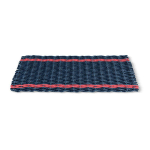 Best Outdoor Doormat, Lobster Rope Doormat in Navy with Nantucket Red Tailored Stripes, Front Door Mats